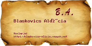 Blaskovics Alícia névjegykártya